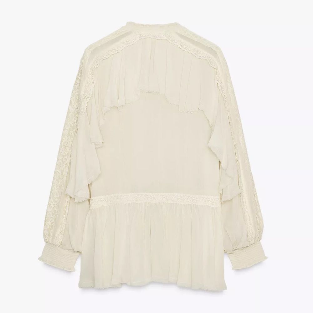 ZARA ZW COLLECTION LACE RUFFLE BLOUSE - Picture 11 of 11
